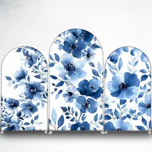 15-day Delivery Blue Watercolor Floral Arch Backdrop Cover for Wedding and Baby Shower