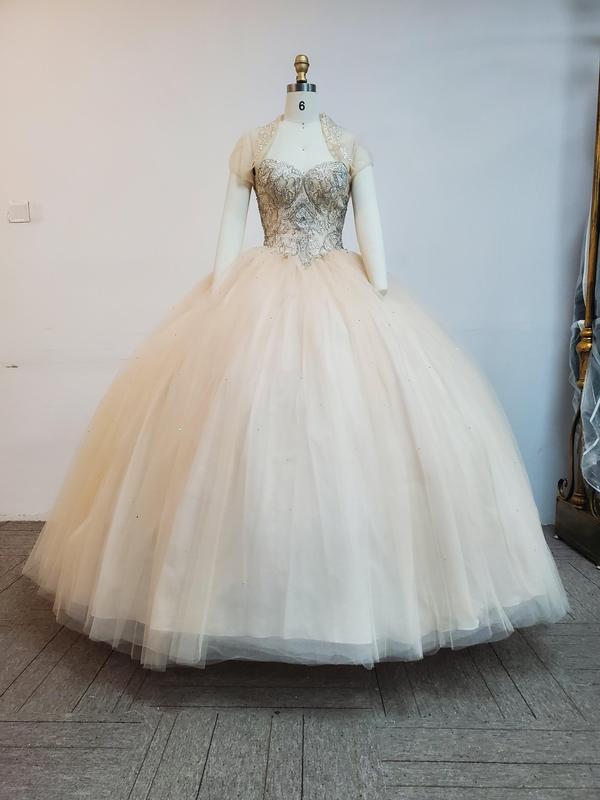 NO.49 Pattern Sequin and Diamanté Beaded Quinceañera Dress in Tulle plain mature bodycon party blue dress quince square neck plain party maxi