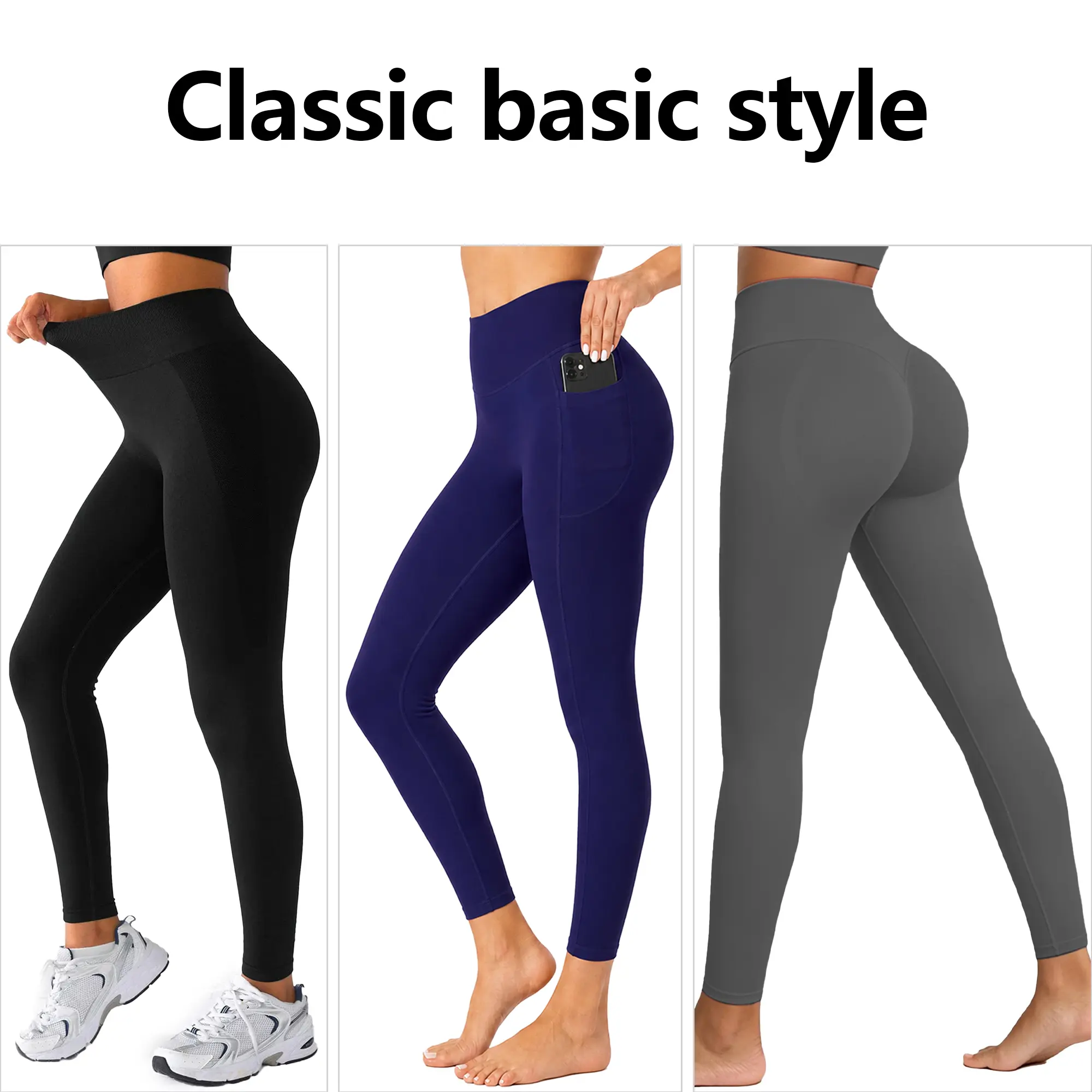 【Discount for live】Women 3PCS High Waist Sports Leggings Set One Piece With Side Pockets Quick Dry Breathable Seamless Fitness Yoga Training Pants