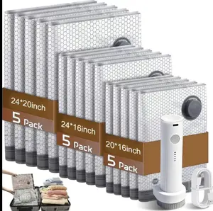 【Mother‘s Day Gift】X7 Cordless Travel Vacuum Bag SetVacuum Bags for Travel withRechargeable air Pump, 15 Pack Carry-on Size Compression Packing Bags forLuggage and Suitcase, Space Saver forClothes and Clothing Travel ZipperPouches Organiser