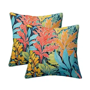 JIT 2PCS Leaves, Plants, Colorful Festive Party Decoration Cushion Covers, Gifts for Family, Event Decoration Cushion Covers, Suitable for Indoor Beds, Living Room Sofas (Insert Not Included)