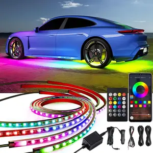 Underglow  Lights, 4 count RGB-IC  LED Lights with APP and Remote Control, 16 Million Colors DIY Sound  Function Music Mode, Underglow Kit for , SUVs,  (Dream Color)
