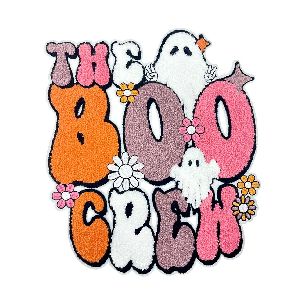 Halloween Chenille Embroidered Cotton Iron-On Patches - 11.1"x9.6" Spooky Designs (Ghost, Skull, Pumpkin, Tombstone), Easy to Apply DIY Sewing Accessories for Boys' Clothes, Dresses, Bags, Sweatshirts, Diy Accessories