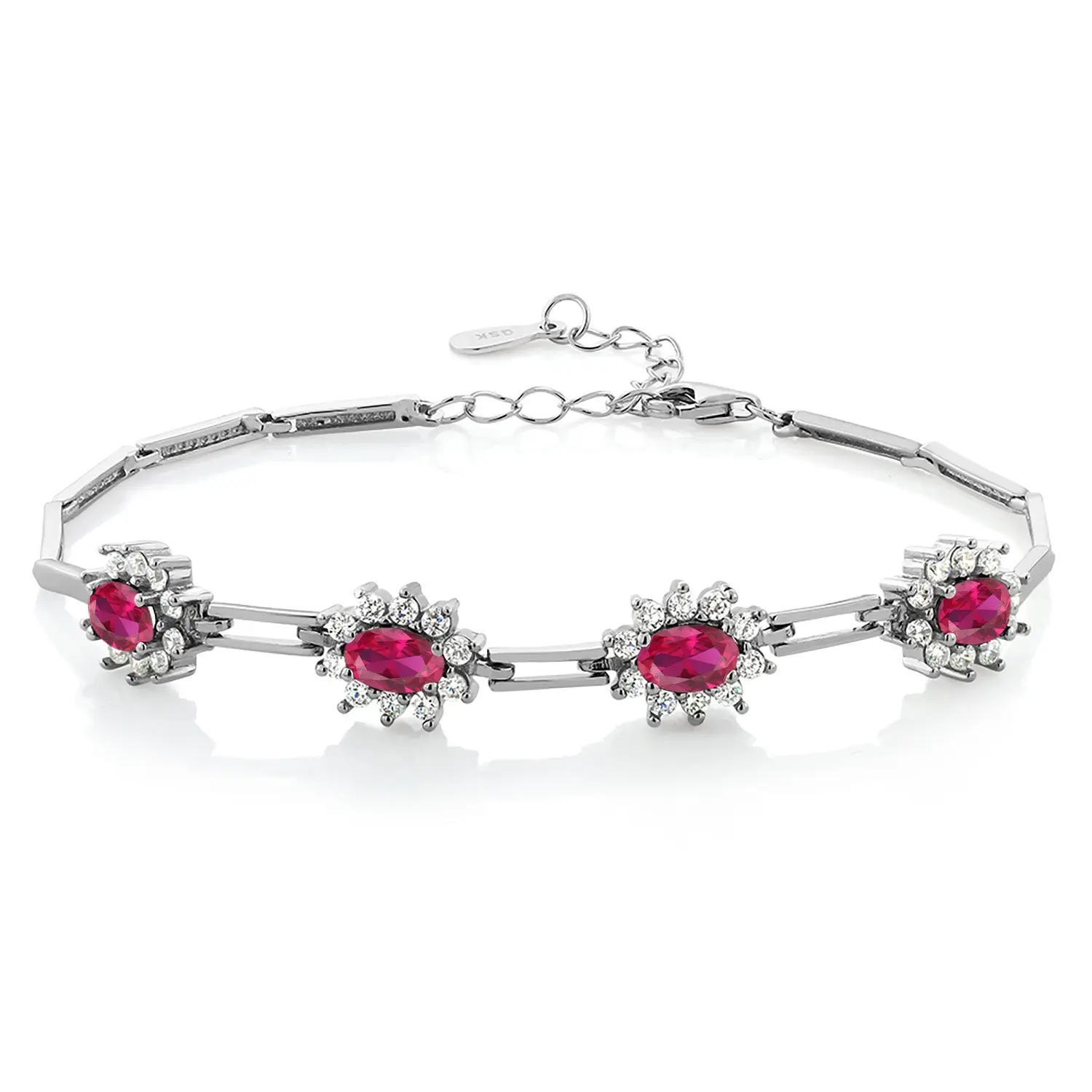 3-5 Cttw Gemstone Birthstone 4-Stone Tennis Bracelet For Women | 925 Sterling Silver | Oval 6X4MM | 7 Inch with 1 Inch Extender | Fine Jewelry Gifts