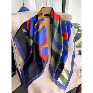 Women's All Over Print Silk Scarf, Fashionable Soft Comfortable Shawl for Daily Wear, Casual Versatile Scarf for Women & Girls