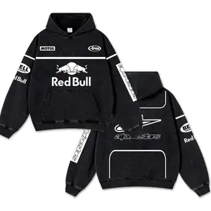 White Red  Sport Racing Retro Acid Washed Hoodie Motor World Champion Enthusiast Apparel Streetwear Racing Team Super Motorsports Clothing Motobike Riders Supermotor Off-Road Dirt Bike Fan Gear Cotton For Motor Fan