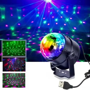 RGB Small Magic Ball Light, USB Plug-In Stage Lamp, Colorful LED Party Ktv Bar Atmosphere Light, Car Seven-Color Lighting