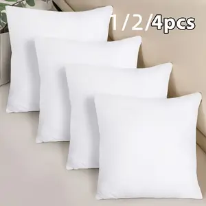 1/2/4 Pack White Square Fiber Pillow Inserts, Soft Cushion Cores for Sofa, Bed, Patio & Home Decor