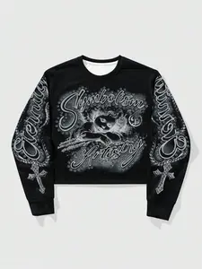Men's Cupid Print Crew Neck Pullover Sweater, Fall & Winter Warm Casual Loose Fit Knitwear, Multiple Colors Available