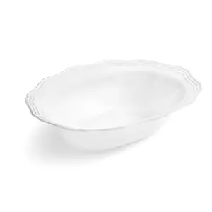 White and Silver Oval Plastic Serving Bowls 2 Pack - Aristocrat