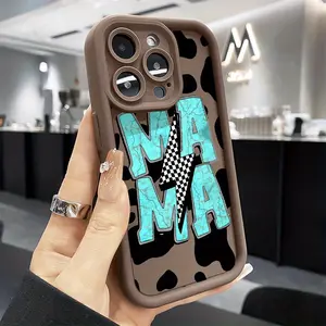 Cow Skin Mama Pattern Pocket-Friendly Protective Phone Case Compatible with iPhone 17 Pro Max 16 16e 15 14 Plus 13 12 Mini 11 Air XR X XS Pattern TPU Lens Protection Durable Soft Cover Gift Silicone Casing Screen Protector