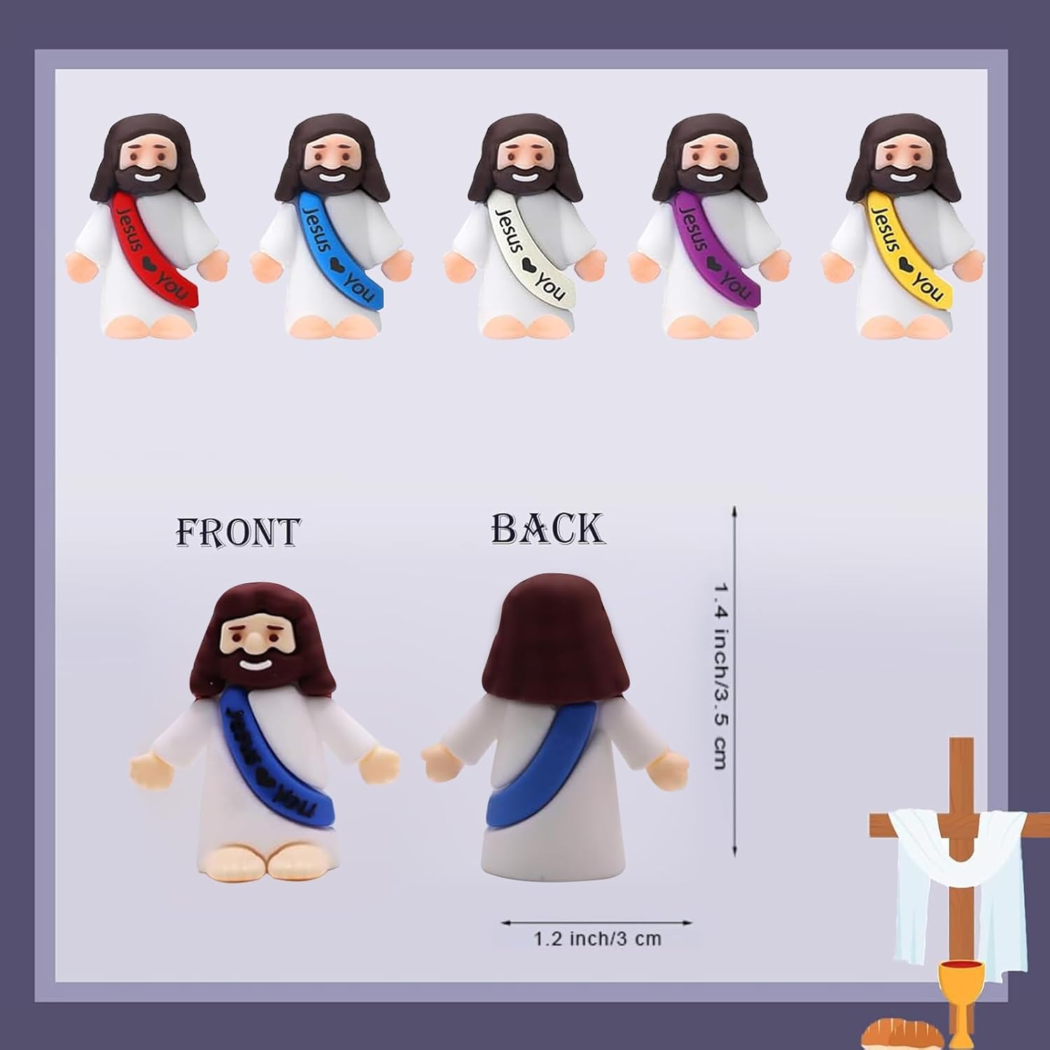 25PCS Mini Jesus Figures Bulk – Jesus Loves You Tiny Figurines, Cute Religious Party Favors for Easter Christmas, Hide and Seek Toys, Sunday School Baptism Gifts