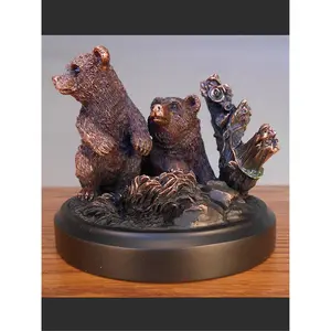 Marian Imports F 5.5 x 4.5 in.Treasure of Nature Howling Bronze 2 Bear Statue