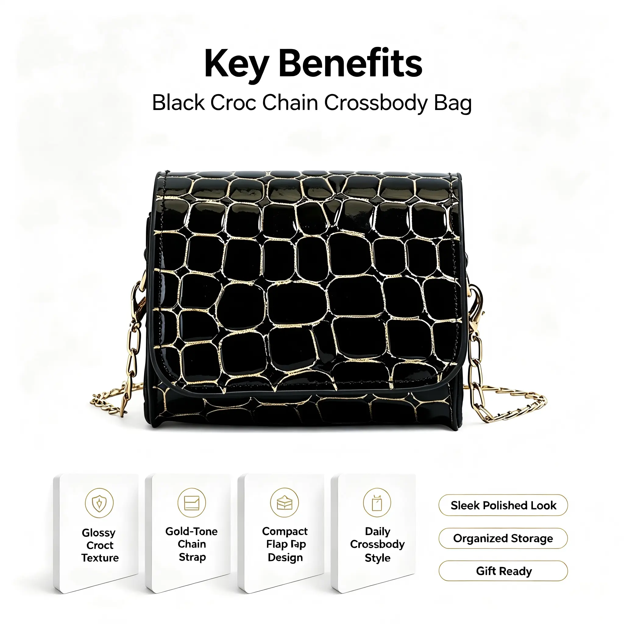 Girls' Trendy Mini Bag with Stone Edges - Casual Synthetic Shoulder Purse for Daily Use, Viral TikTok Style, Chain Strap, Party Ready, Crossbody Bag, Purses Crossbody Bag