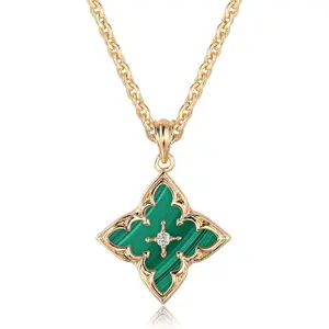 Yeelery Gold Clover Necklace for Women Dainty 14K Gold Plated CZ Pendant Necklace Adjustable Chain Choker Charm Colorful Clover Pendant Lucky Necklaces for Women Jewelry