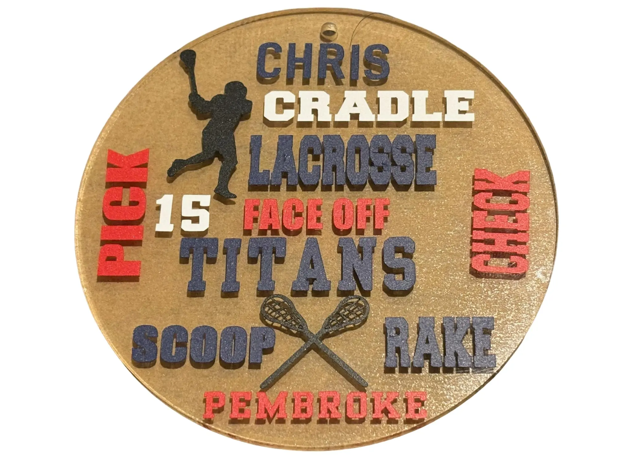 Lacrosse Acrylic Ornament, 3.5 inch Diameter, Customizable, School Spirit, Team, Coach, Lax Player