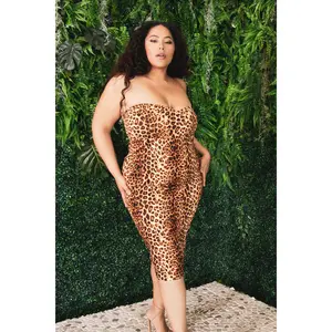 Plus Size Bellamy Leopard Bodycon Dress - Taupe