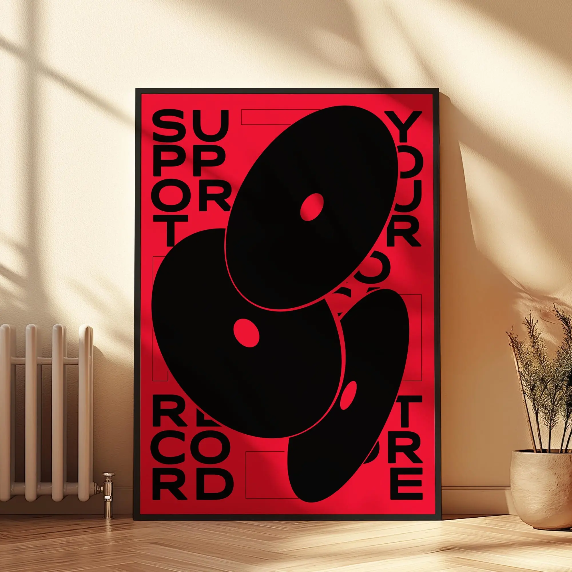Support Your Local Record Store - Modern Minimalist Music Poster - Vinyl Lover Wall Art - Retro Music Decor - Record Collector Gift