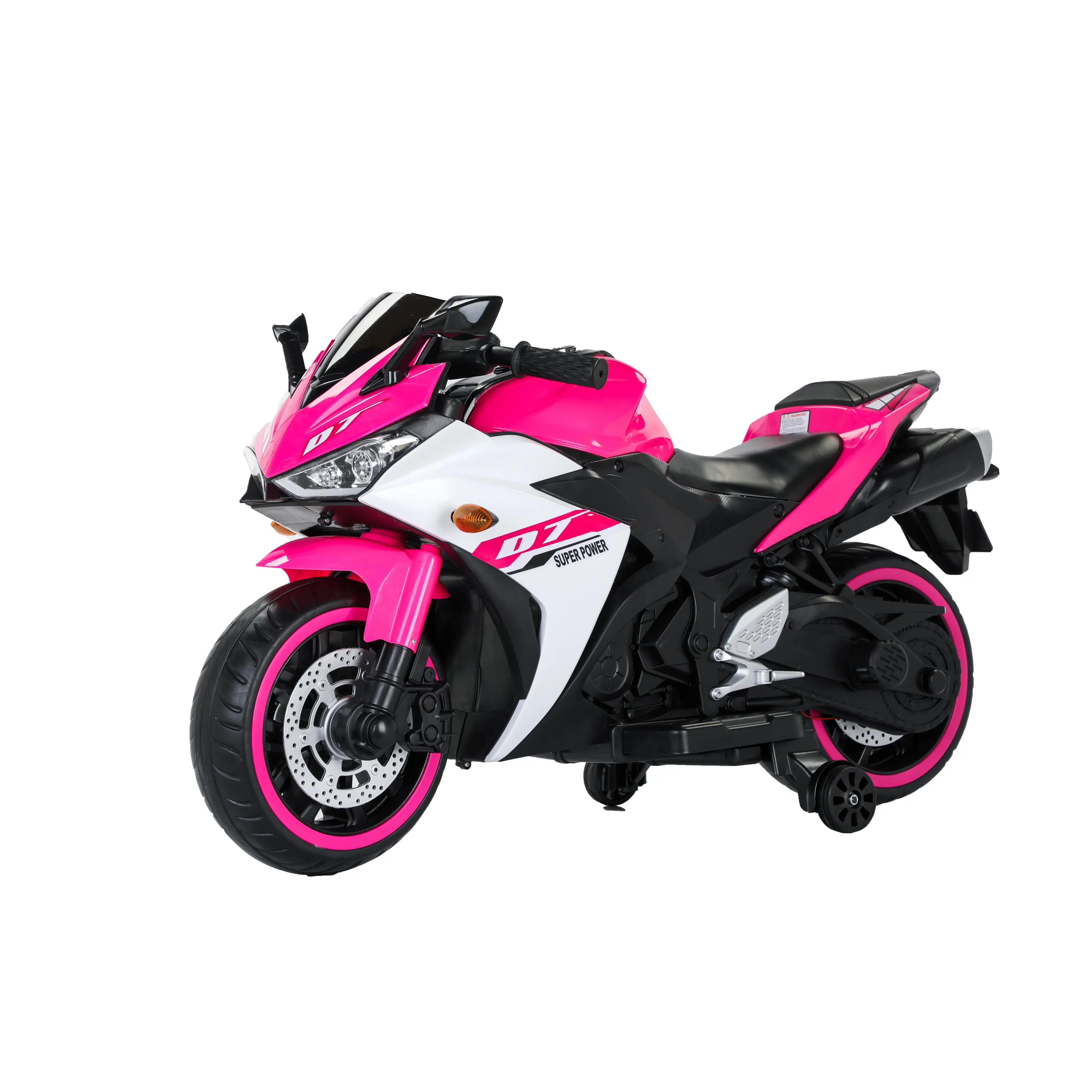 12V Kids Motorcycle Ride On Toy Car, Motorcycle for Kids 3-8 Years Boys Girls, Kids Electric Motorcycle with Training Wheels/Manual Throttle/ Drive by Hand /Lightting Wheels