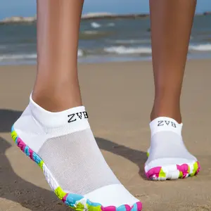 Women's Wide Fit Water Shoes, Yoga Shoes, Water Aqua Shoes, Rubber Sole, Elastic Textile Upper, Soft Comfortable Lightweight, All Season Use