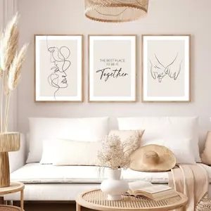 3pcs Romantic Couple Holding Hands Wall Art Decoration Painting, Simple Love Art Decoration, Minimalist Line Art Print, Minimalist Wall Art Decoration for Living Room, Modern Home Wall Art Decoration, Ideal Home Gift Idea, Frameless Canvas Poster
