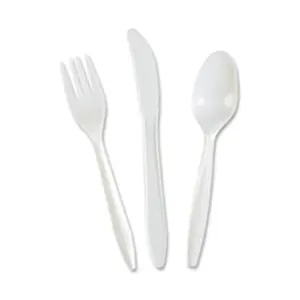 212 MAIN Genuine Joe GJO20002 Sturdy Plastic Medium-Weight White Cutlery Spoons, 1000-CT Tableware for Home & Party Supplies