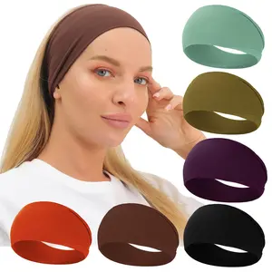 6 Pack Super Soft Yoga Running Exercise Head Bands,Elastic Sweat Band Hair Bands for Women,Workout Wide Headbands Set,Multi-color Headband Hair Wrap,Christmas Gifts,Summervibes,Fathersdaygift