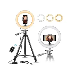 50" Tripod Stand with 10.2" Selfie Ring Light Cell Phone Tripod with Carry Bag and Phone Holder