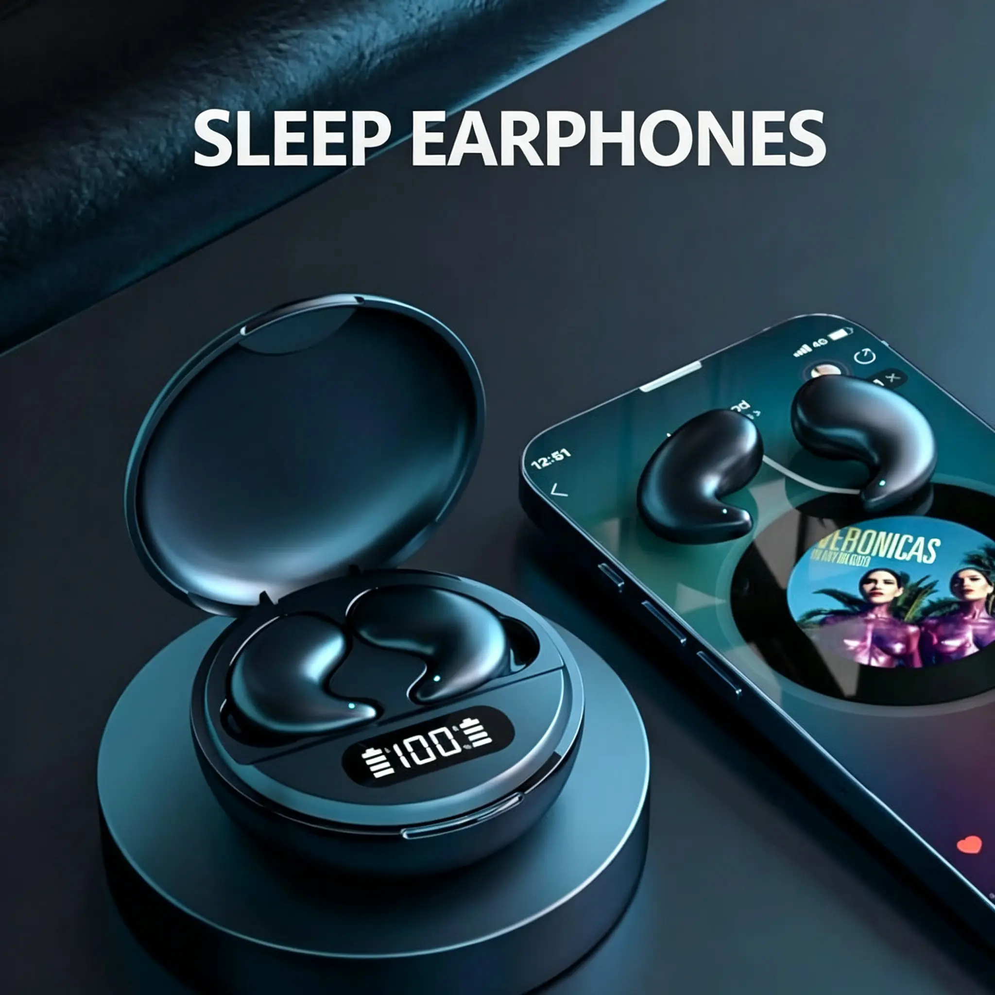 Wireless Sleep Earbuds, Comfortable Invisible Mini Sleeping Headphones for Side Sleepers, Noise Cancellation, Touch Controls, LED Display Charging Case, Extended Battery Life, Compatible with iOS & Android, Suitable for Sleep, Sports and Daily Use