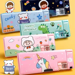 Pop Up Multifunctional Pencil Case Organizer Pen box With 2 Compartments Sharpener Best Back to School Gift Set for boys Girls Kids