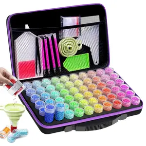 60-Slot Diamond Painting Storage Box, Portable Organizer Container with Accessories & Tools for Adults, Ideal for Diamond Art Kits