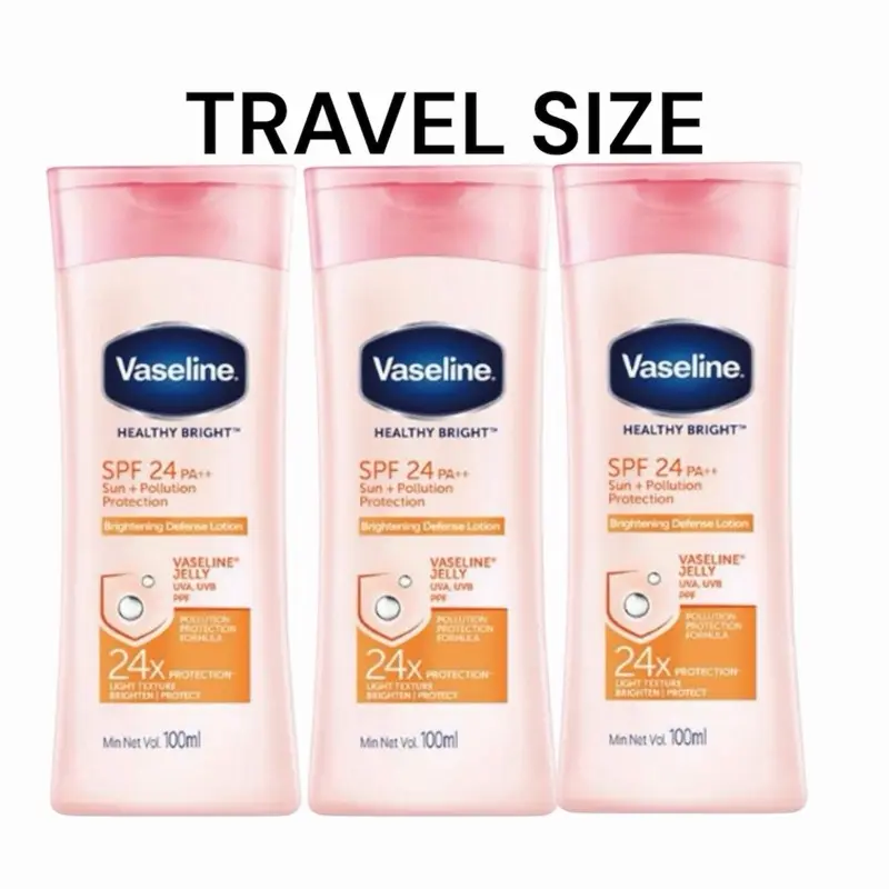 Vaseline Brightening Defense Body Lotion - Sun Protection, Pollution Protection, Hydrate, Moisture, Soothing for Normal & Dry Skin, 100ml Travel Size - Choose Below