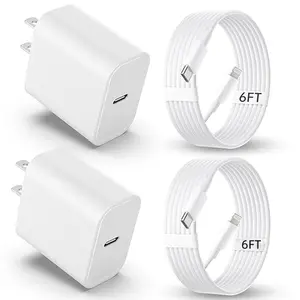 CVQQ Mobile Cellphone Electronic PD Fast Charger Kit - 2 Pack 6 ft Length USB-C Wall Block & Type-C to Lightning Cables for iPhone 14/13/12/11 Pro Max, XR, XS, X, iPad, AirPods Pd Fast Charging
