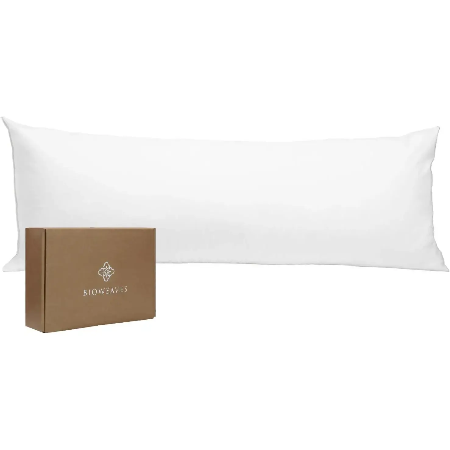 300 Thread Count GOTS Certified 100% Organic Cotton Body Pillow Cover, Soft Sateen Weave, Wrinkle Resistant, Zipper Closure - 21"x54" White Pillowcase