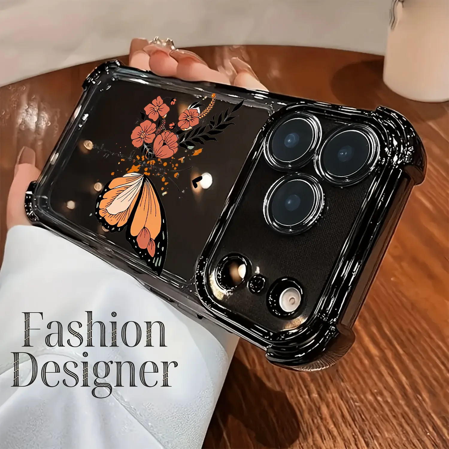 [Full-Upgraded Lens Protection] Phone case: A trendy designer electroplated transparent anti-drop soft full-coverage TPU phone case with floral and butterfly patterns, compatible with iPhone 17 Air/iPhone 13 Pro/iPhon 15Pro Max/iPhone 16/iPhone 14 pro