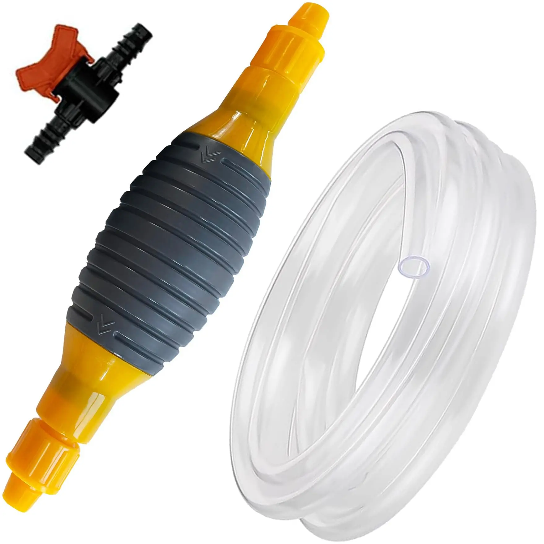 Gas Siphon Pump for Gasoline, Syphon Hand Pump with 6.5Ft Siphon Hose, Transfer Pump for Water, Fuel, Liquid, Aquarium (one hose)