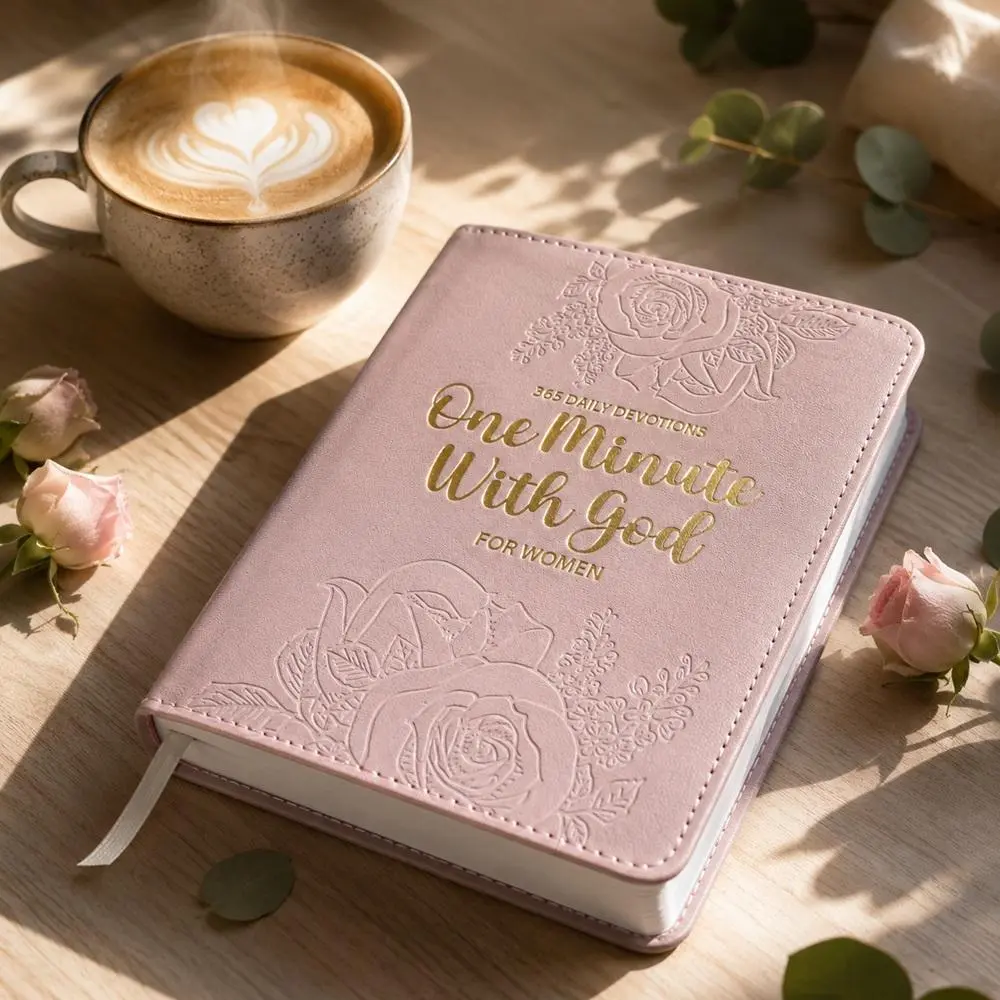 One Minute with God for Women: 365 Daily Devotionals Bible Record Book, Pink Hardcover, Exquisite Embossed Floral Design, Golden Foil Title, Log Book Spiritual Inspiration - Prayer Gift for Mom