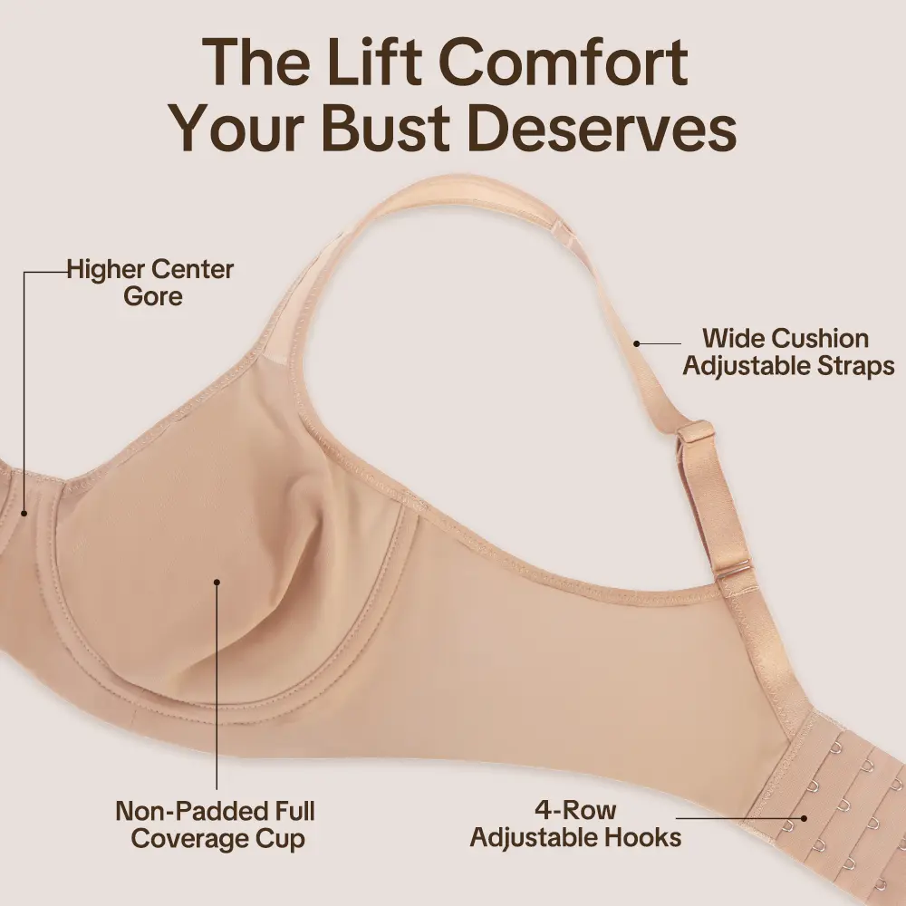 HSIA Joan Comfortzone Unlined Plus Size Full Coverage Underwire