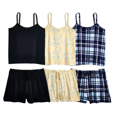 Real Essentials 3 Pack: Women's Cami Top and Short Pajama Set Sexy Soft Pajamas for Women (Available in Plus Size)