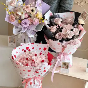 Colored Heart Floral Wrapping Paper