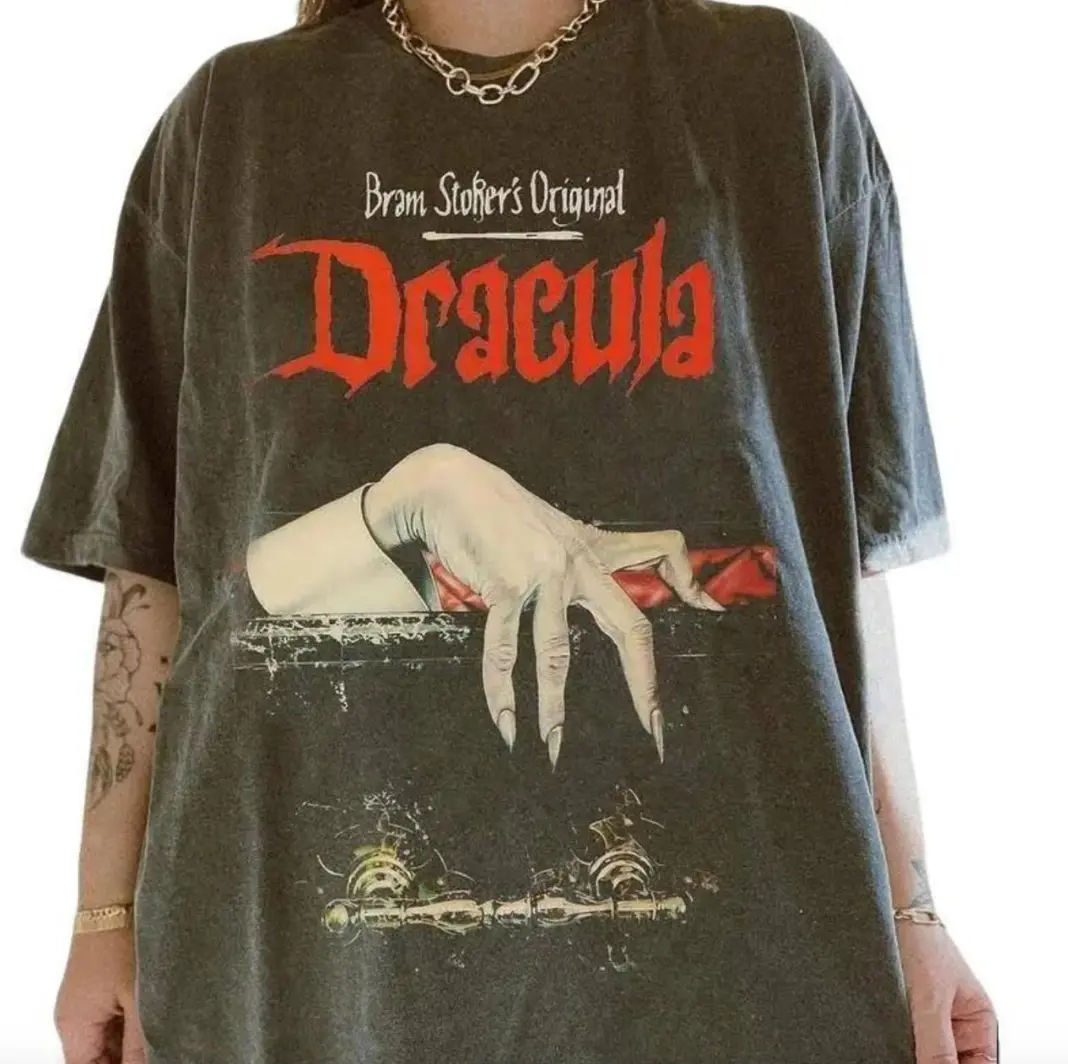 Bram Stoker's Original Dracula Tshirt, Cotton Unisex T-Shirt, Crew Neck, Menswear Top, Womenswear Top Underwear Streetwear Lady Basic D16