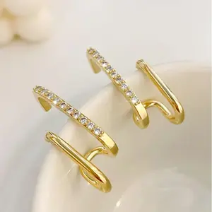 Gold H Shape Cubic Zirconia Earrings, Hypoallergenic Linear CZ Geometric Drop Earrings, Minimalist Dangle Jewelry for Women Daily Party Wedding Birthday Gift