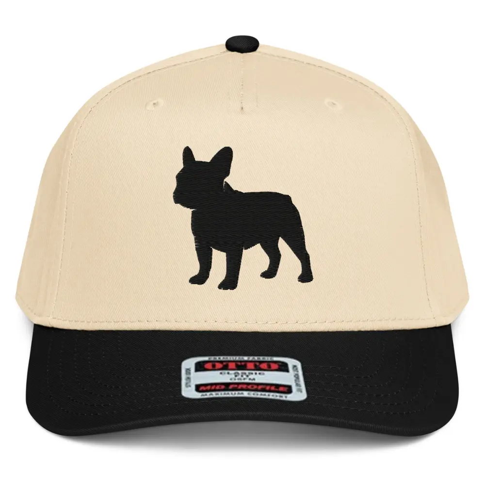 RIVEMUG NX1 Frenchie Bulldog 2 Tone Hat Embroidered Mid Crown Curved Bill Snapback Cap for Men and Women