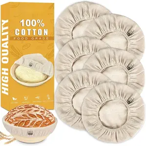 6 Packs Bread Basket Liner Cloth, 9 inch round bread proofing basket cloth liner, Baking Dough Basket Cover Natural Rattan Banneton Proofing Cloth