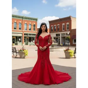 Elaine Red Mermaid Wedding dress, Red Wedding Dress, Gothic Wedding Dress, Halloween Wedding Dress, Custom Red Wedding Dress