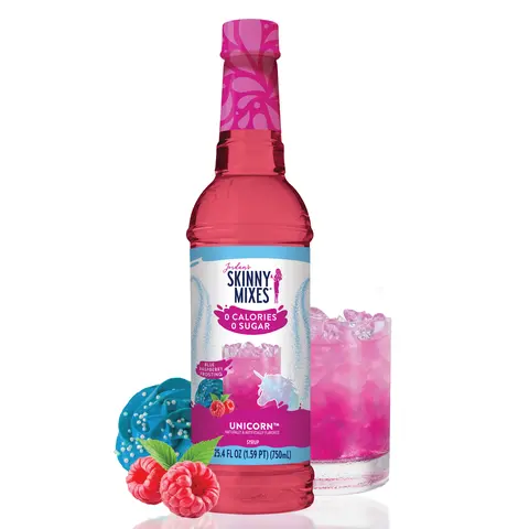 Jordan’s Skinny Mixes Sugar Free Unicorn Water Flavored Syrup, 0 Calories, Great For Water, Cocktails, Mocktails, Tea, Water, Lemonade, Smoothies, Dirty Soda, Refreshers & More! 25.4 fl oz