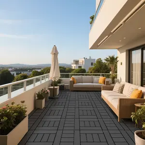 Dark Grey Interlocking Deck Tiles, 44 Pack , 12"x12" Waterproof Outdoor Flooring All Weather Use, Patio Floor Decking Tiles for Porch Poolside Balcony Backyard foam marble wpc frameless shower door Reinforced Garage Screen