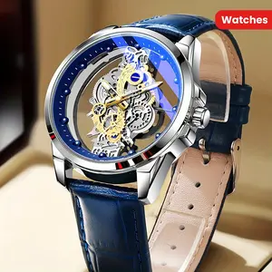 Luxury Men's Rose Gold Skull Quartz Watch-Elegant Luminous, Luminous Pointer, Zinc Alloy Case with Imitation Leather and Stainless Steel Strap-Perfect Father's Day Gift