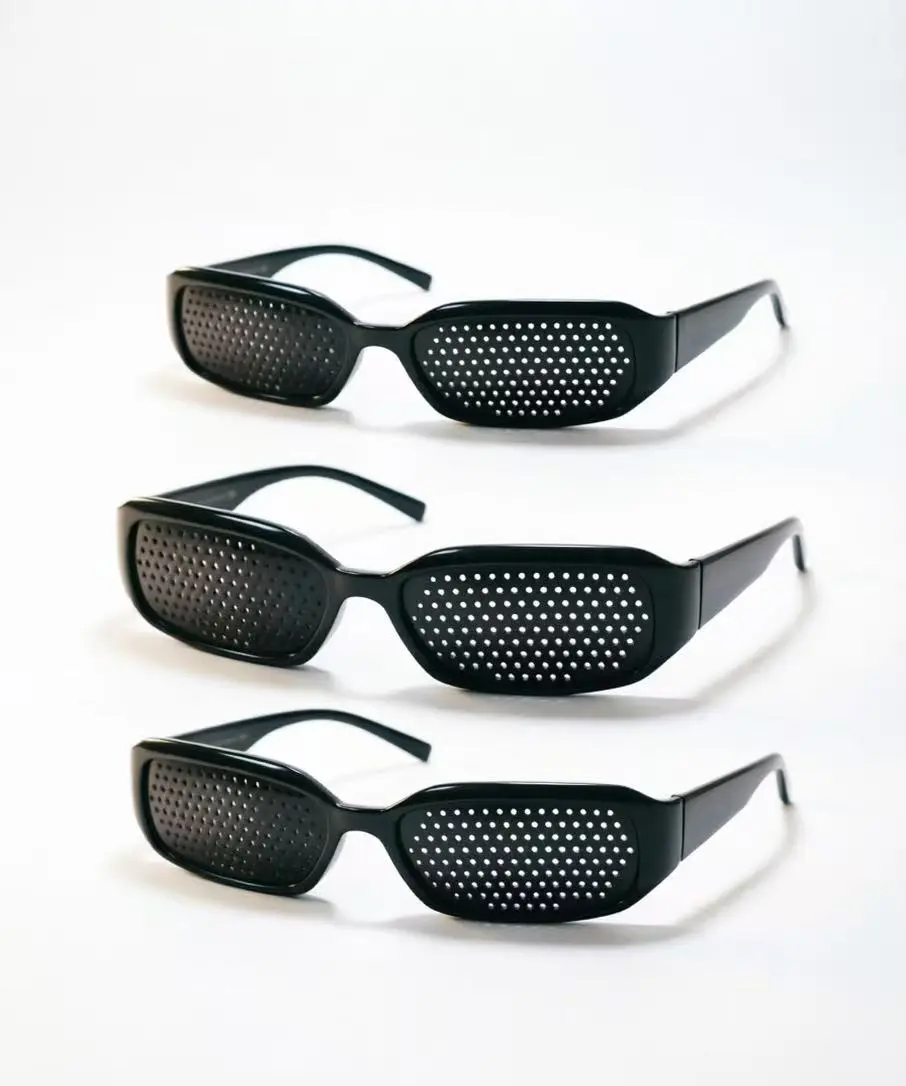 Unisex Adult Pinhole Vision Correction Glasses - Lightweight Plain Frames, UV400 Protection, Bluelight Blocking, Anti-Eyestrain for WFH & Gaming, Fast Shipping Eyewear