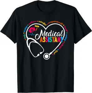 Heart Stethoscope Medical Assistant Shirts Funny Nurse T-Shirt